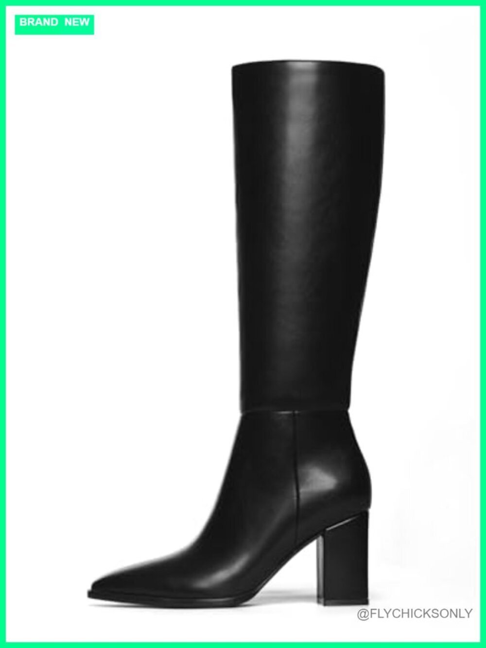 Women's Knee High Pointed Toe Chunky Block Heel Platform Boots - Picture 3 of 6